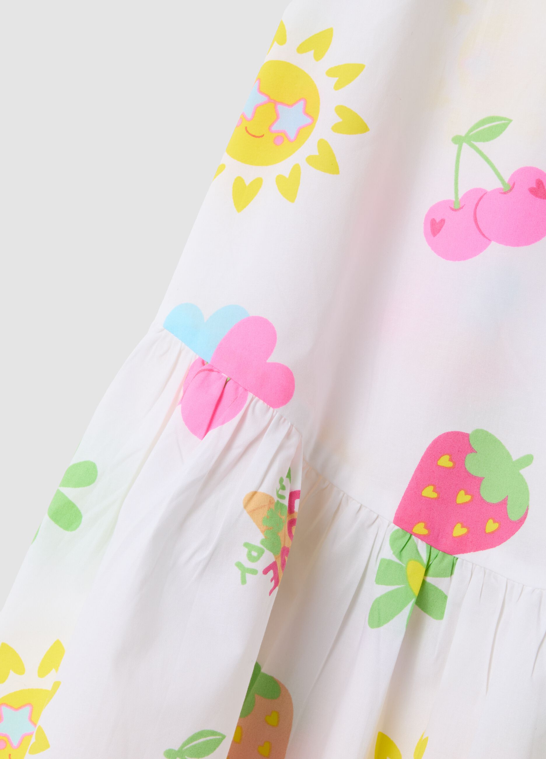 White pure cotton dress with all-over print