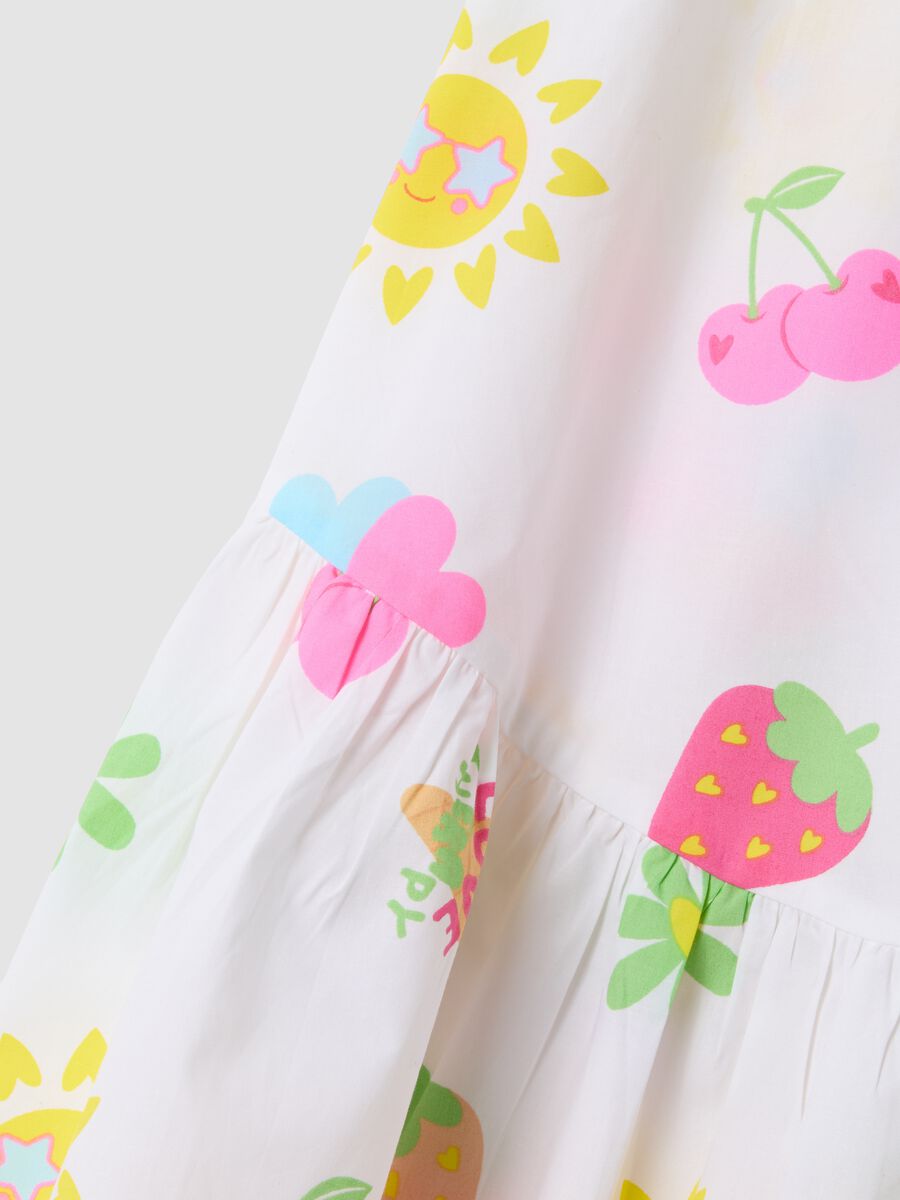 White pure cotton dress with all-over print_3