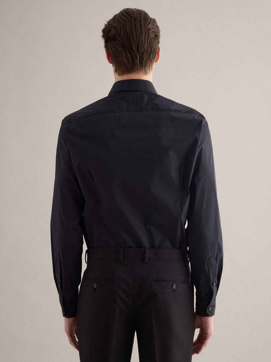 Slim Fit Black Cotton Stretch Shirt_2