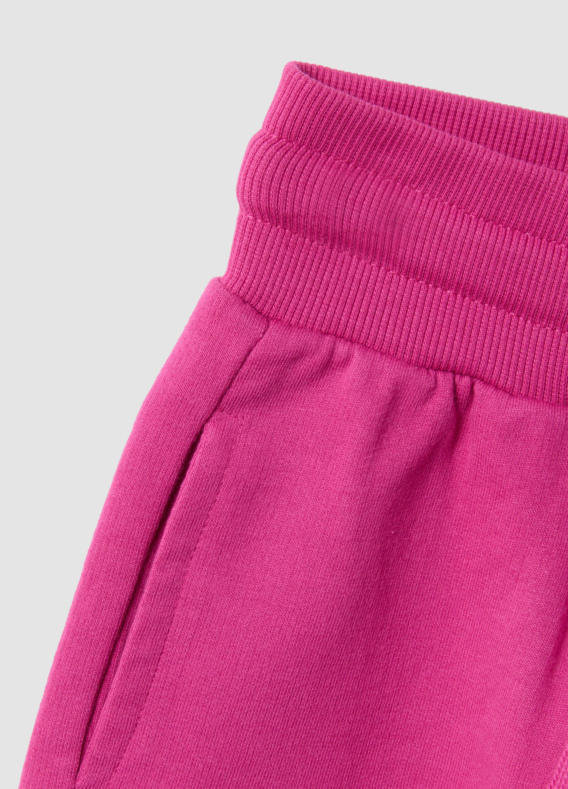 Pink regular-fit pure cotton shorts with elasticated waist for girls