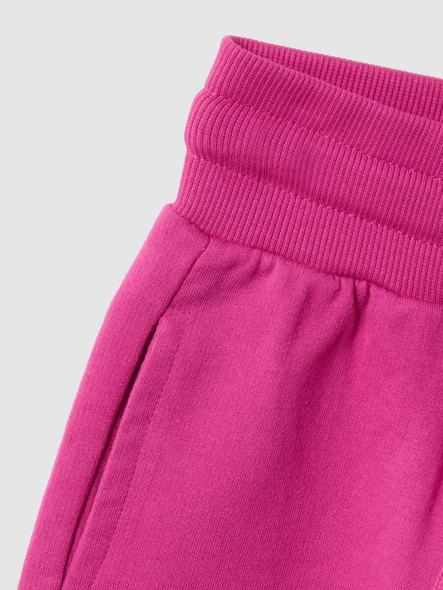 Pink regular-fit pure cotton shorts with elasticated waist for girls_3