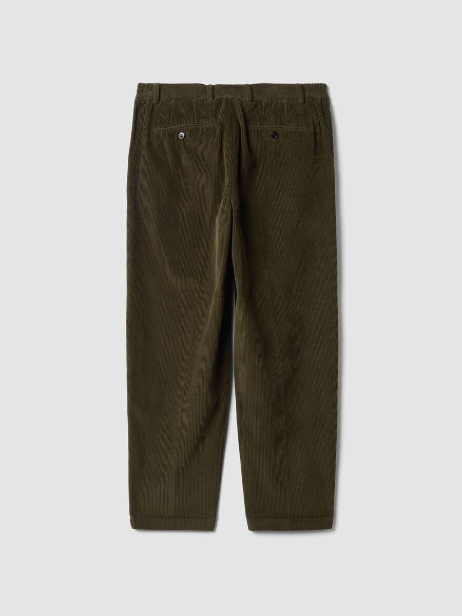 Green pure cotton corduroy chino trousers_2