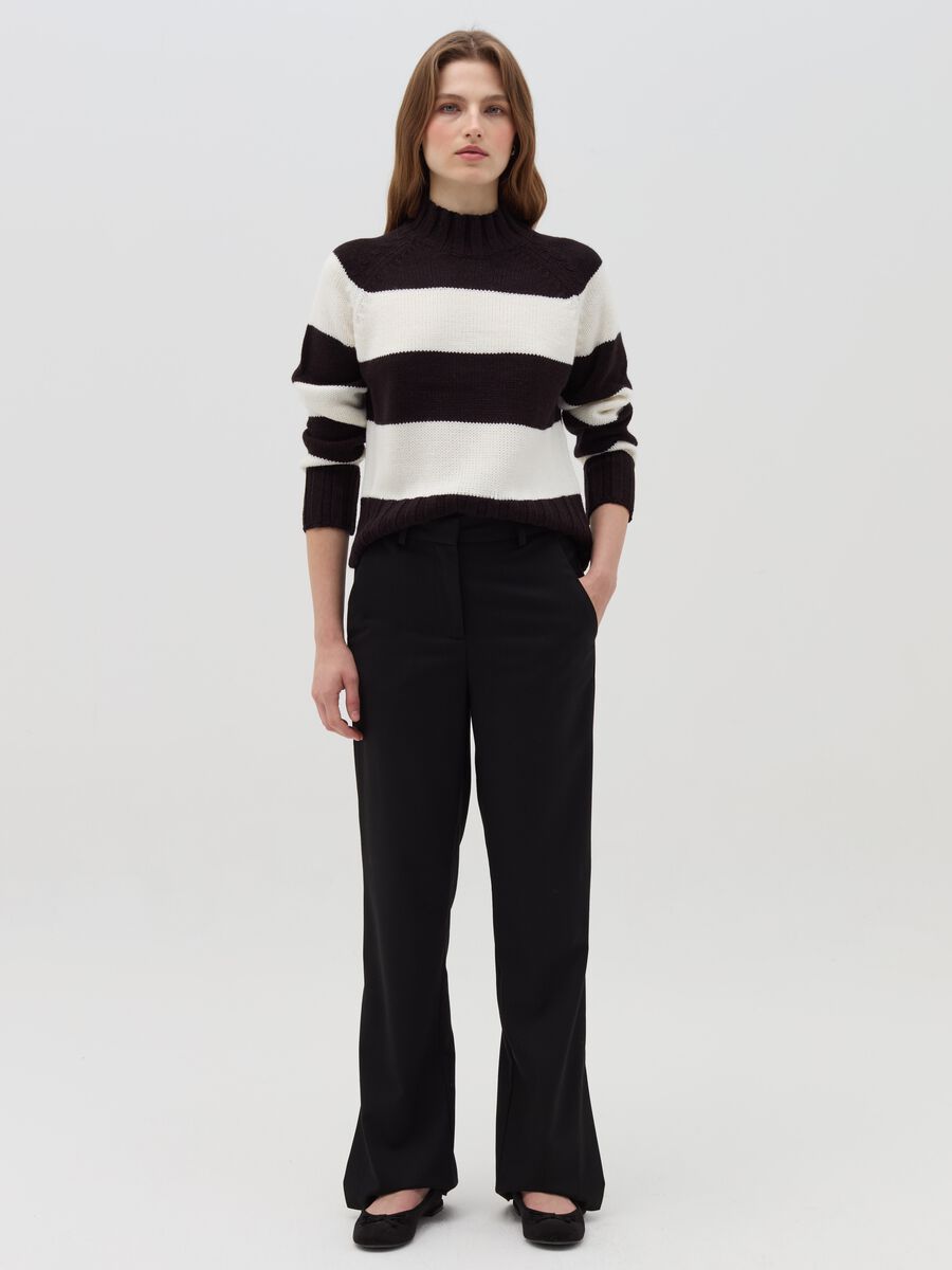 Striped knit top with mock neck_1