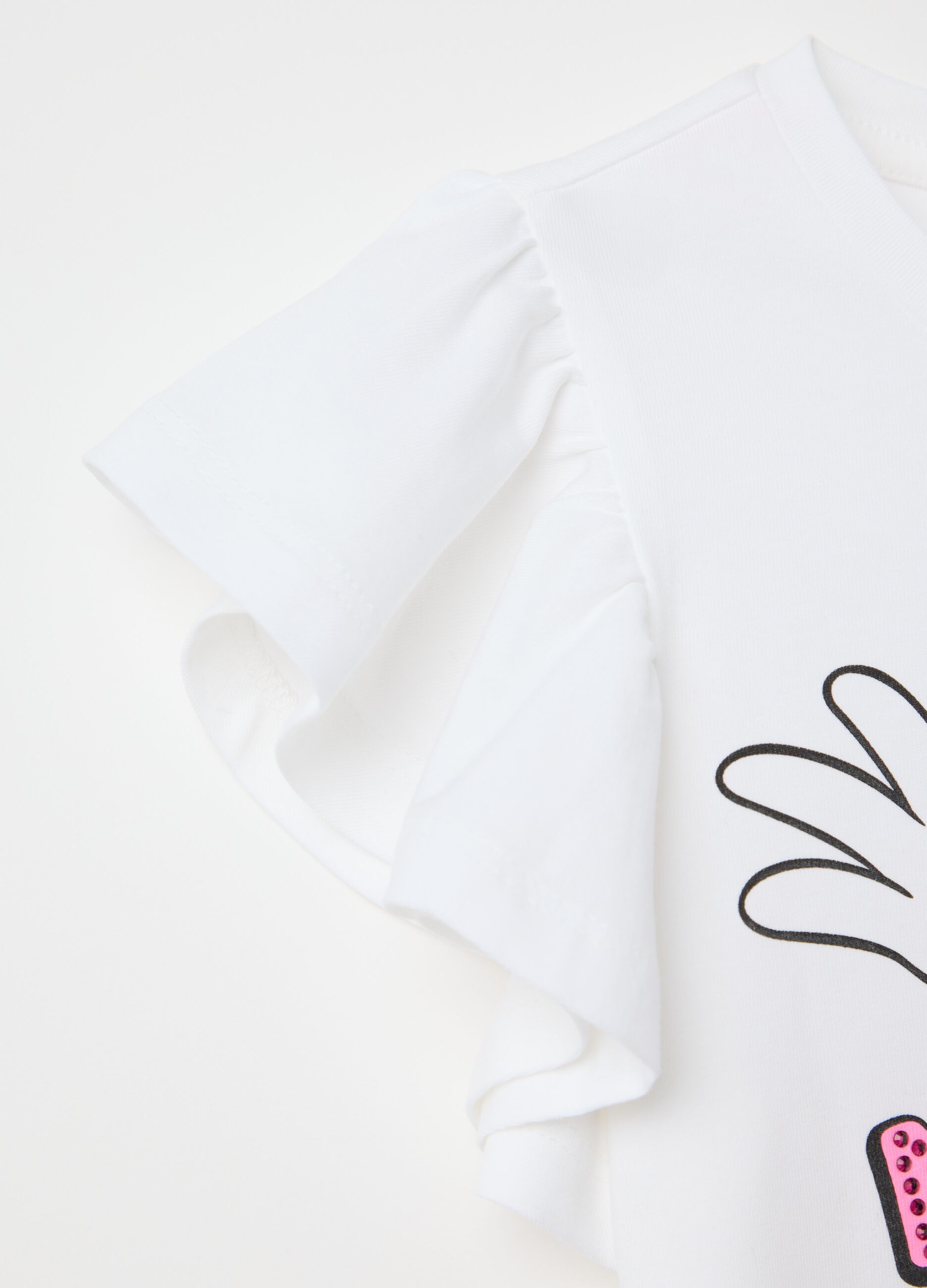 White stretch cotton jogging set with Minnie Mouse print