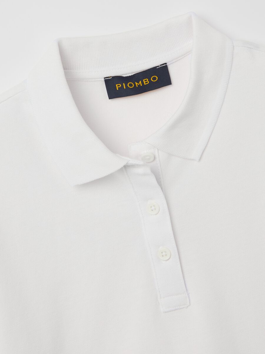White short-sleeved polo shirt in piquet_5