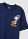 Regular fit blue pure cotton T-shirt with Snoopy_5