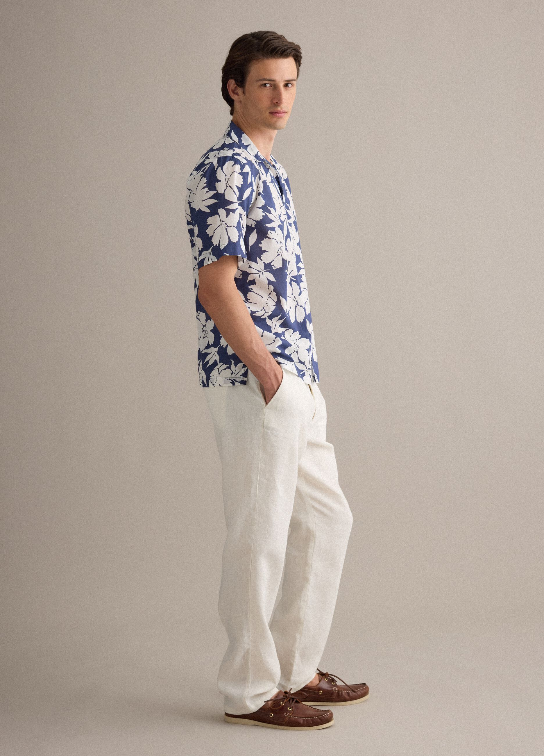 Blue organic cotton floral shirt