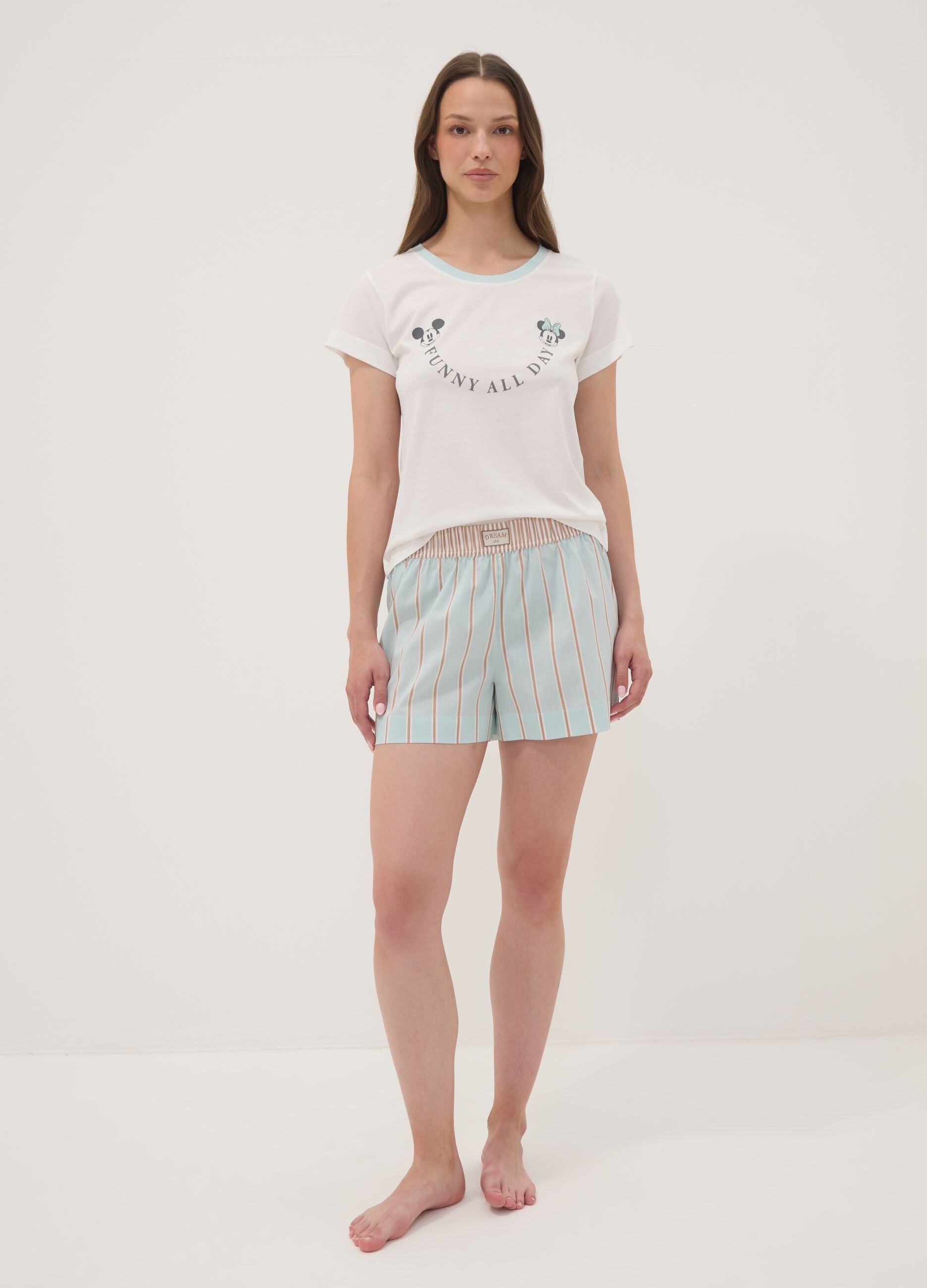 Multicolour organic cotton striped pyjama shorts