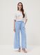 Light Blue Wide-Leg Pure Cotton Paisley Print Trousers &ndash; Regular Fit_0
