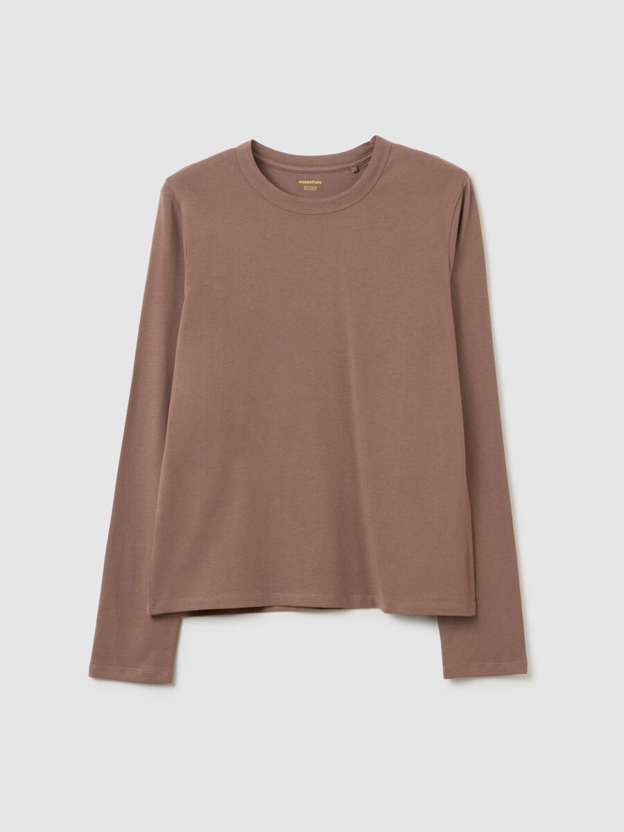 Regular fit brown pure cotton sweater_4