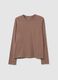 Regular fit brown pure cotton sweater_4