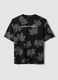T-shirt nera in puro cotone con scritta "Beauty of nature"_0