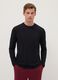 Black long sleeve stretch cotton regular fit T-shirt_0