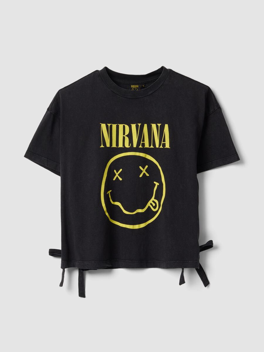Black pure cotton Nirvana print T-shirt, regular fit_4