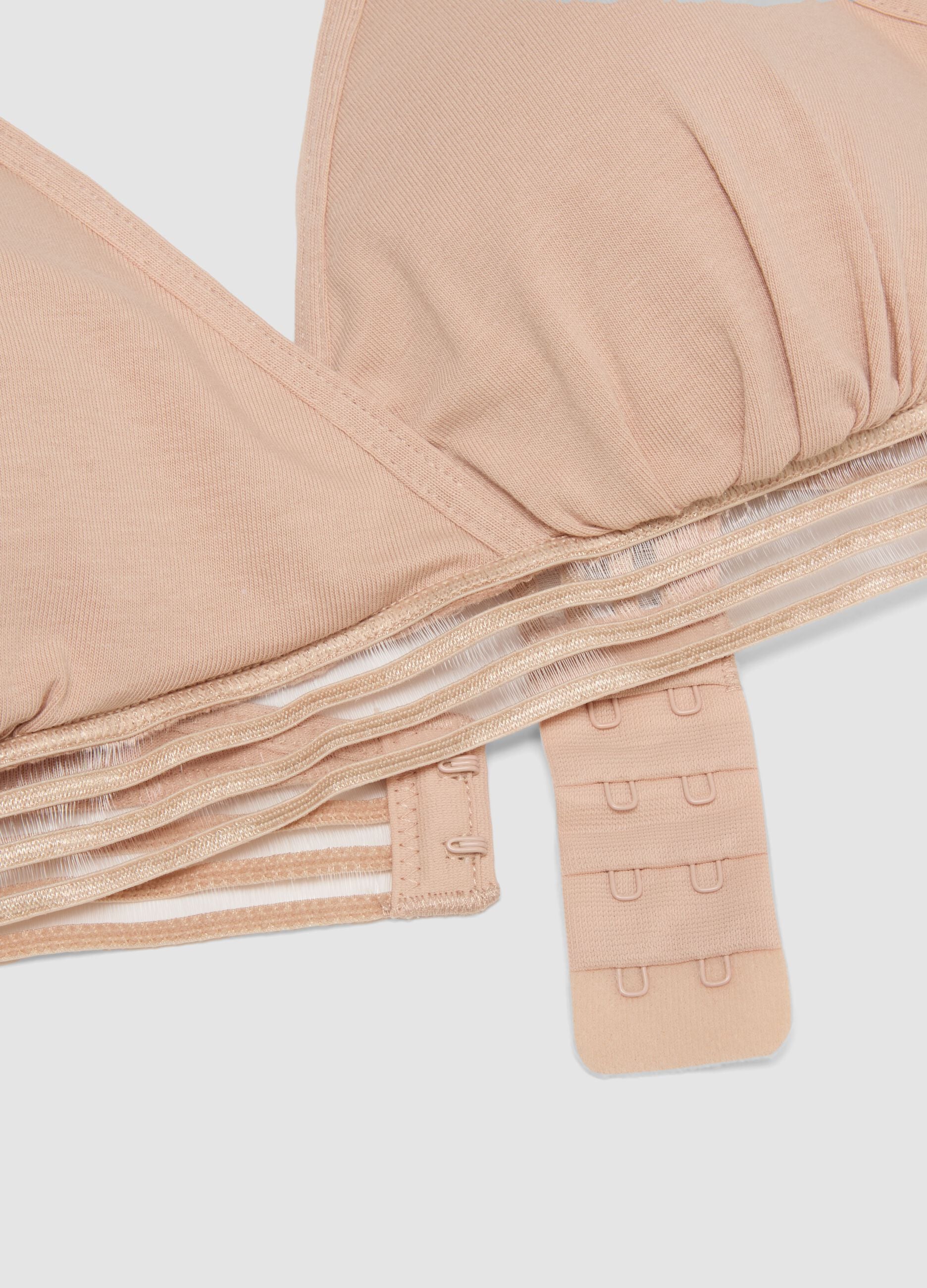 Reggiseno beige in cotone elasticizzato con imbottitura removibile
