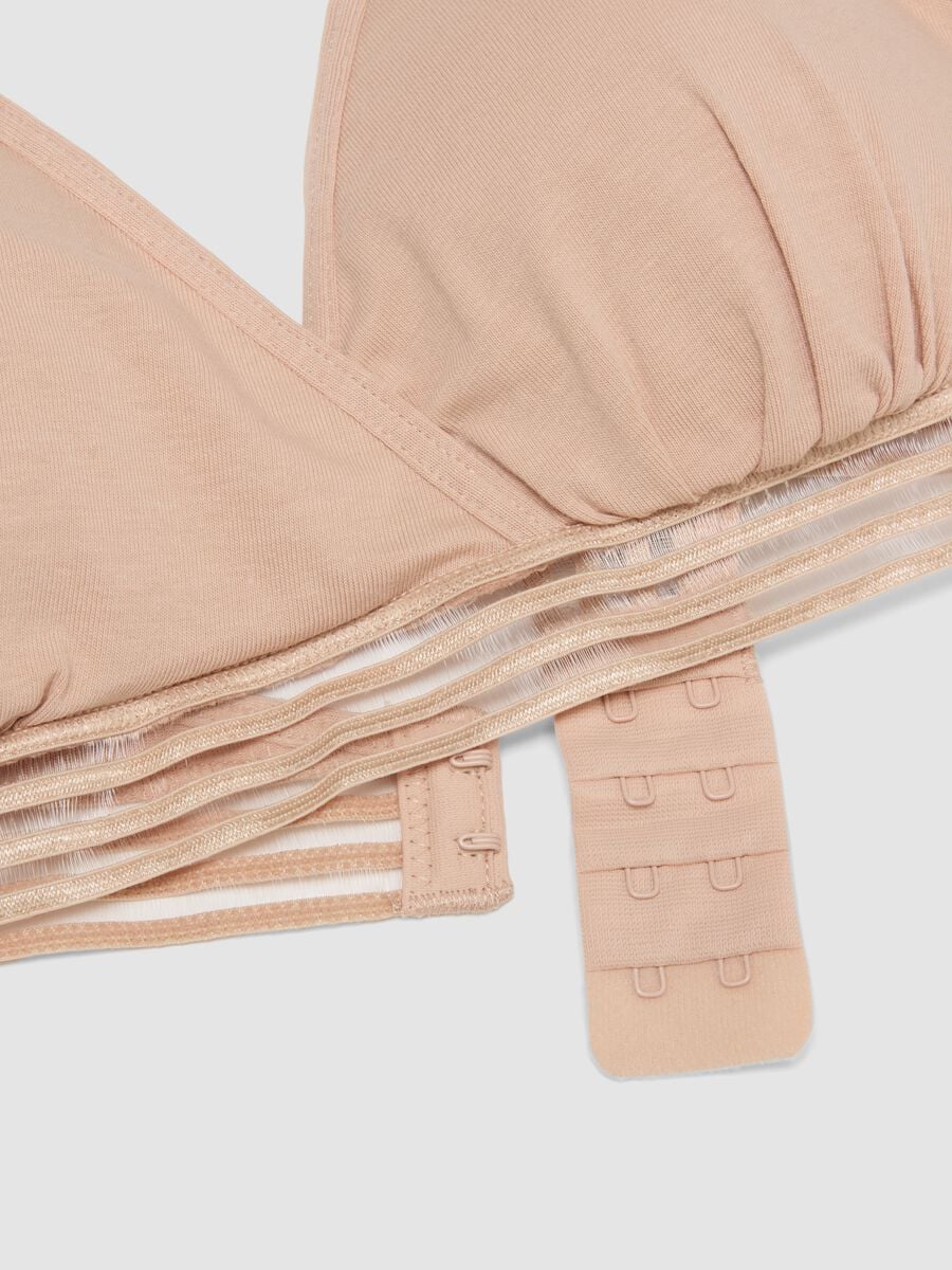Reggiseno beige in cotone elasticizzato con imbottitura removibile_1