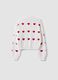 White cotton-blend jumper with openwork pattern and hearts for girls_5