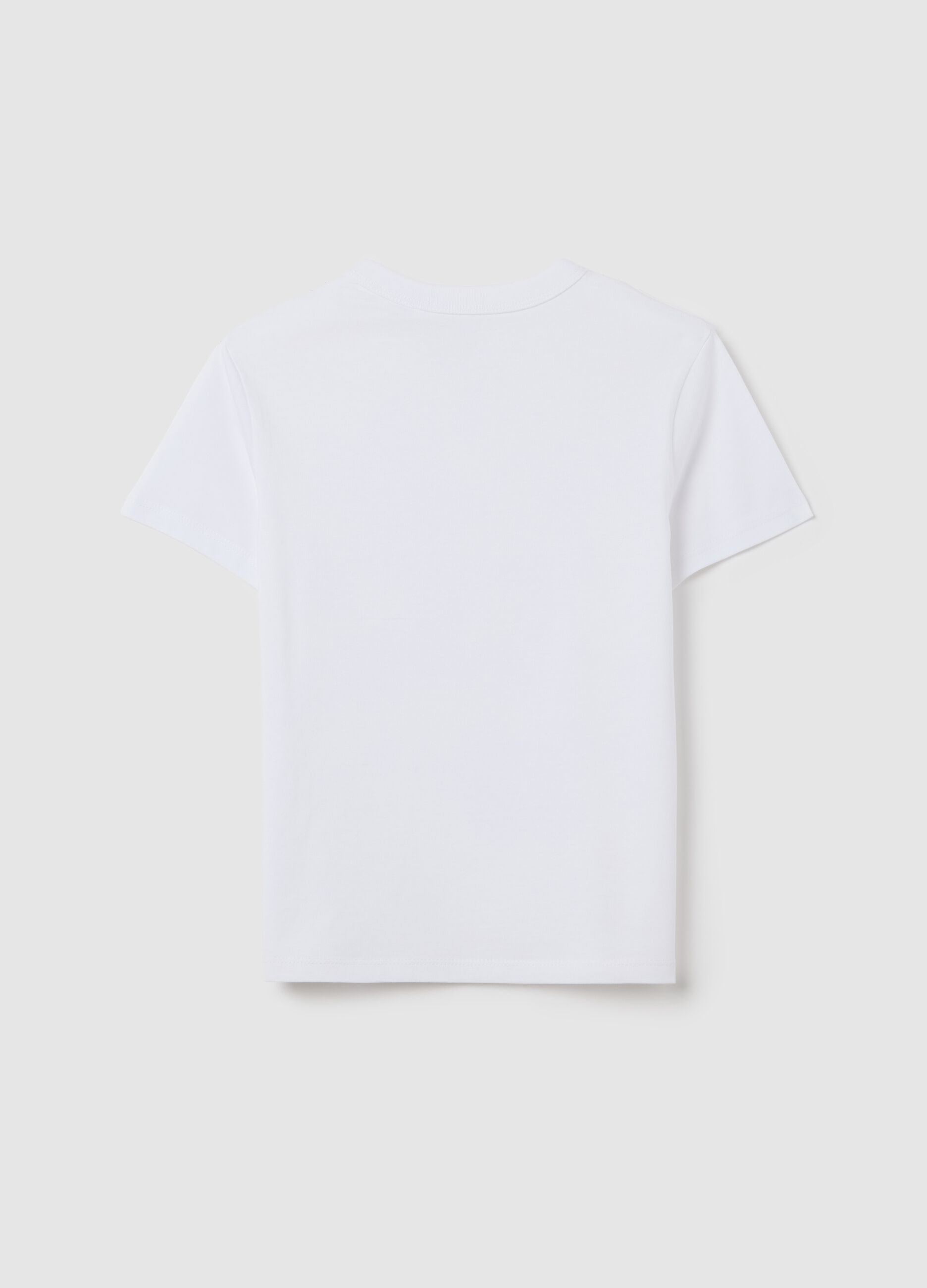 White short-sleeve pure cotton T-shirt for girls