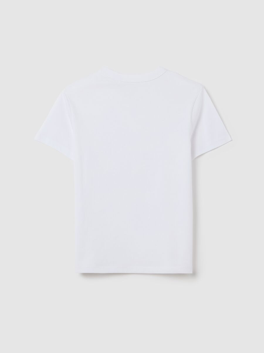 T-shirt da ragazza in puro cotone bianco regular fit e scollo rotondo_4
