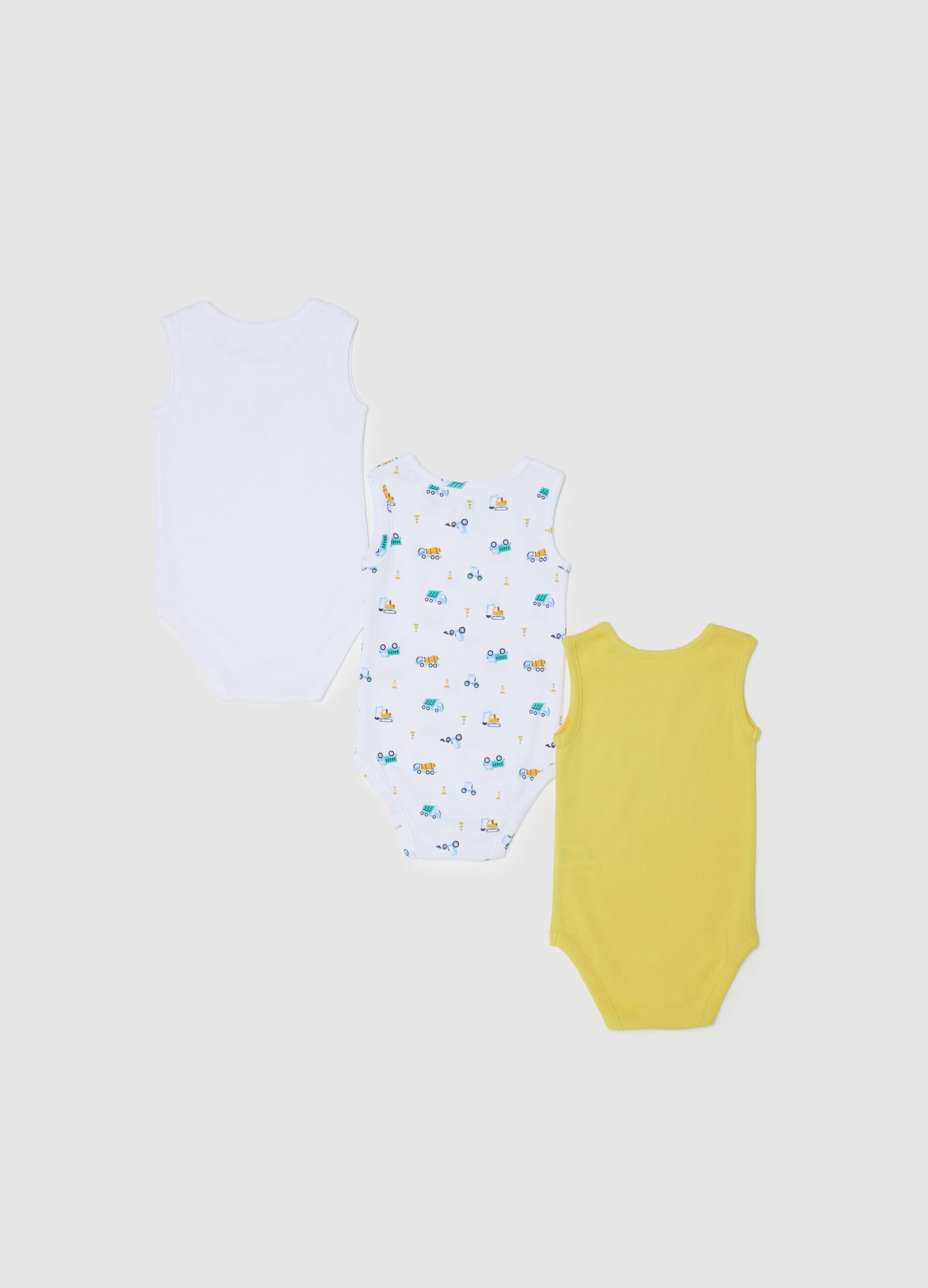 Three-pack bodysuits in organic cotton with print