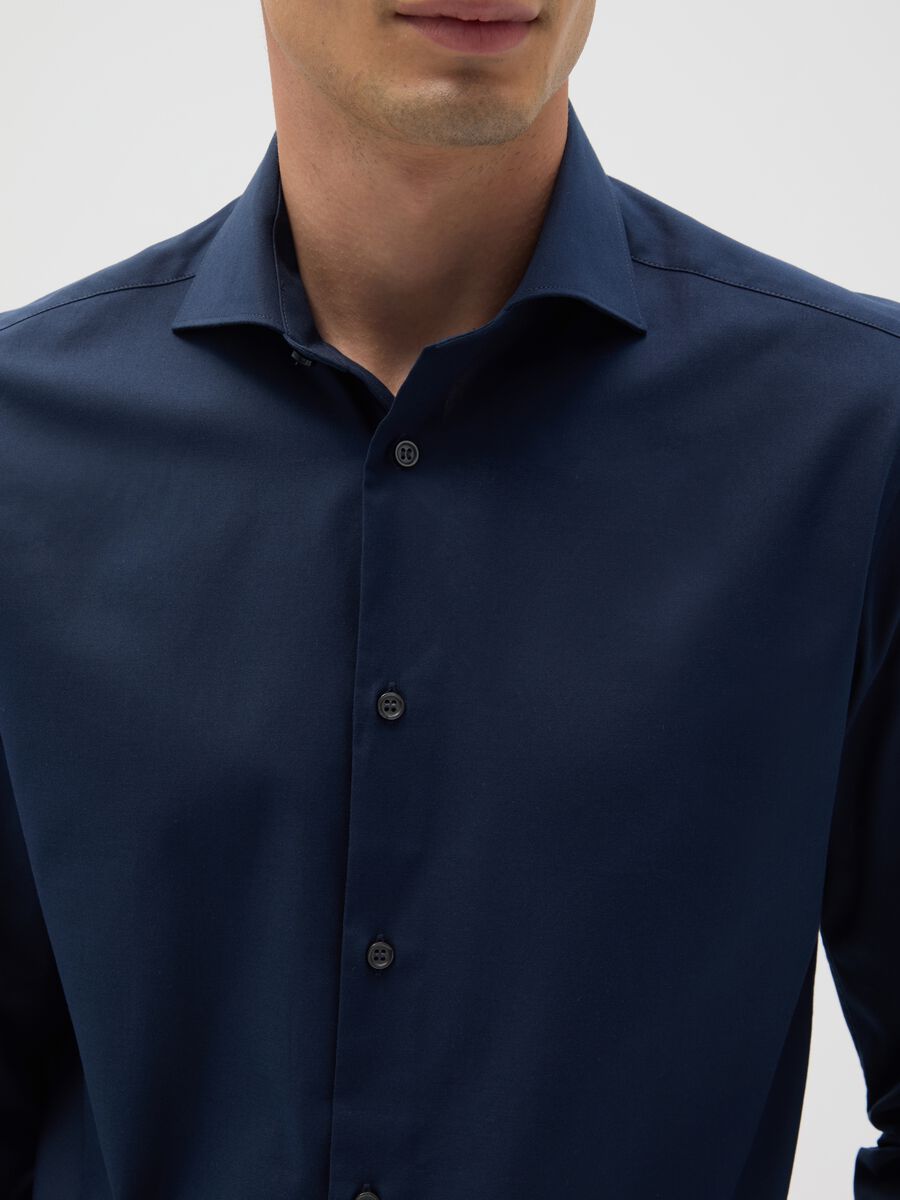 Camicia da uomo in puro cotone blu slim fit_2