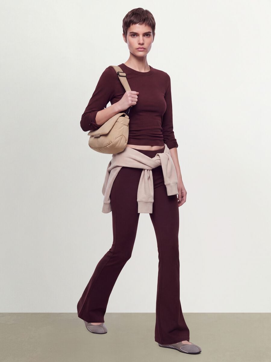 T-shirt viola in jersey di puro cotone a maniche lunghe regular fit_1
