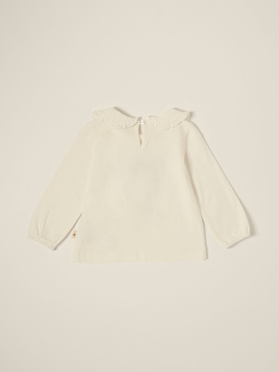 White long-sleeve top with cat print_1