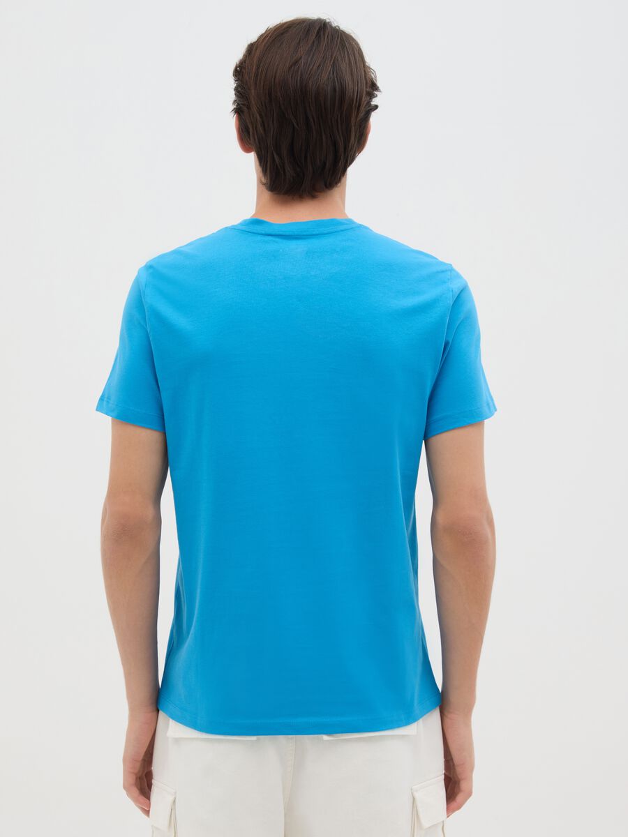 Men's Sky Blue Pure Cotton T-shirt in Regular Fit_3