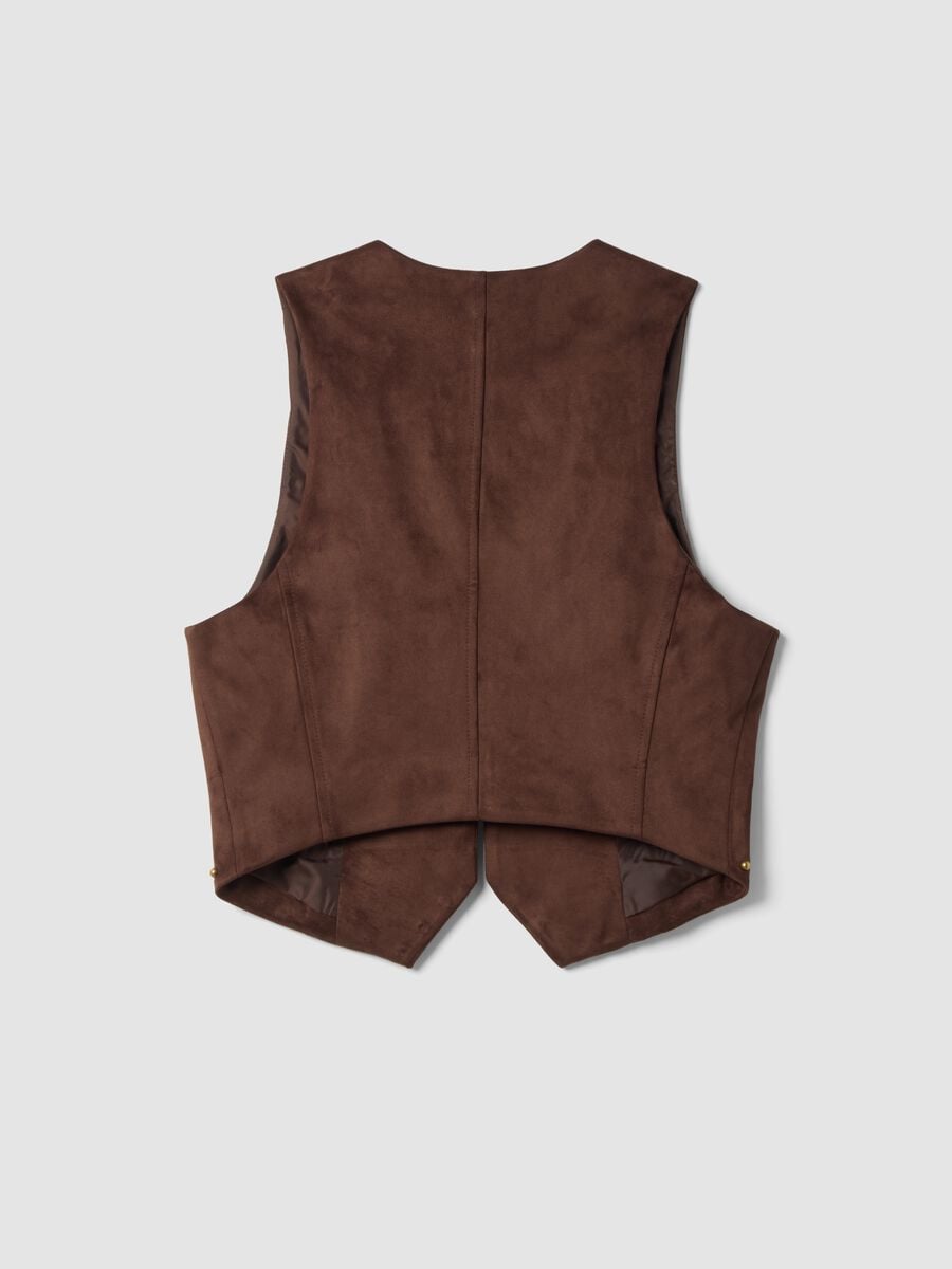 Gilet marrone in tessuto elasticizzato con borchie regular fit_2