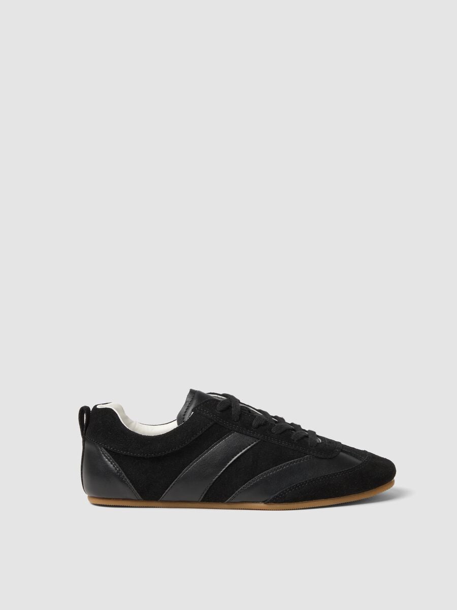 Black genuine leather sneakers_0