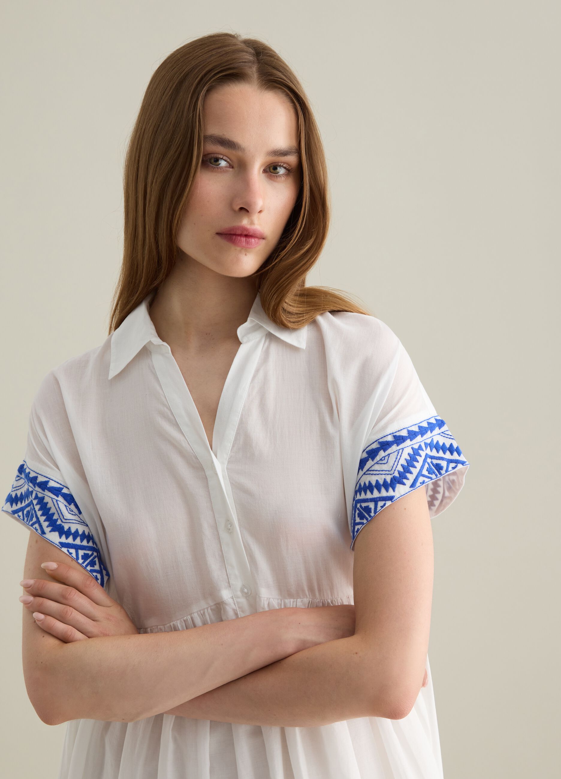 Women's Regular Fit Pure White Cotton Dress