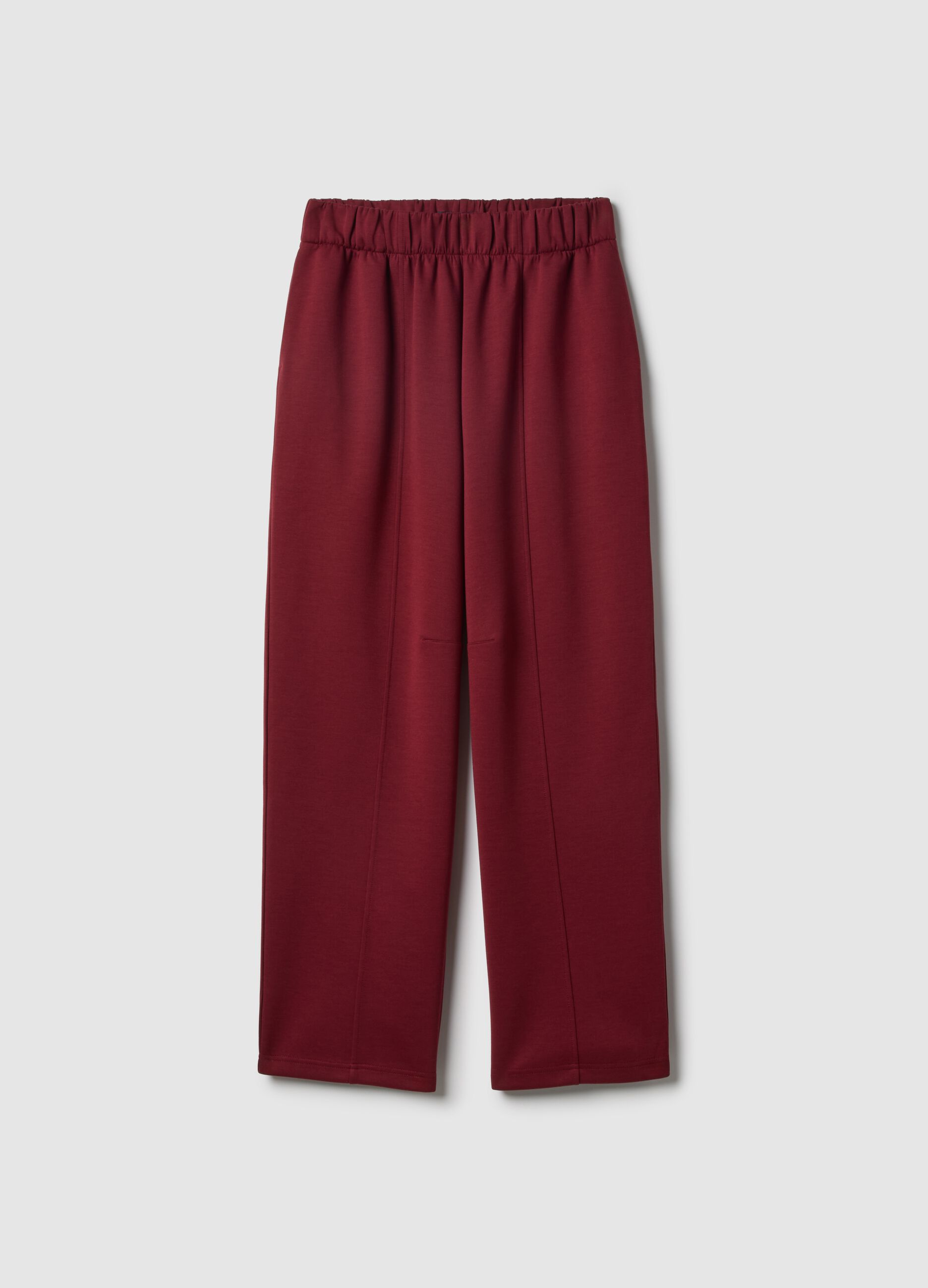 Red stretch cotton trousers with relaxed fit