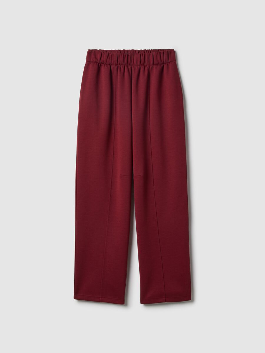 Red stretch cotton trousers with relaxed fit_0