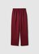Red stretch cotton trousers with relaxed fit_0