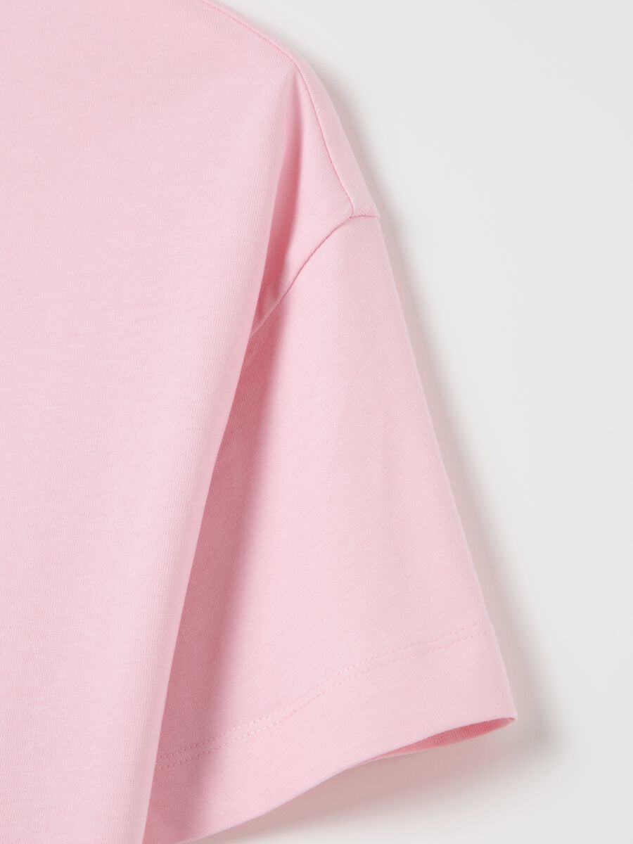 Pink crew neck organic cotton T-shirt Les Copains_5