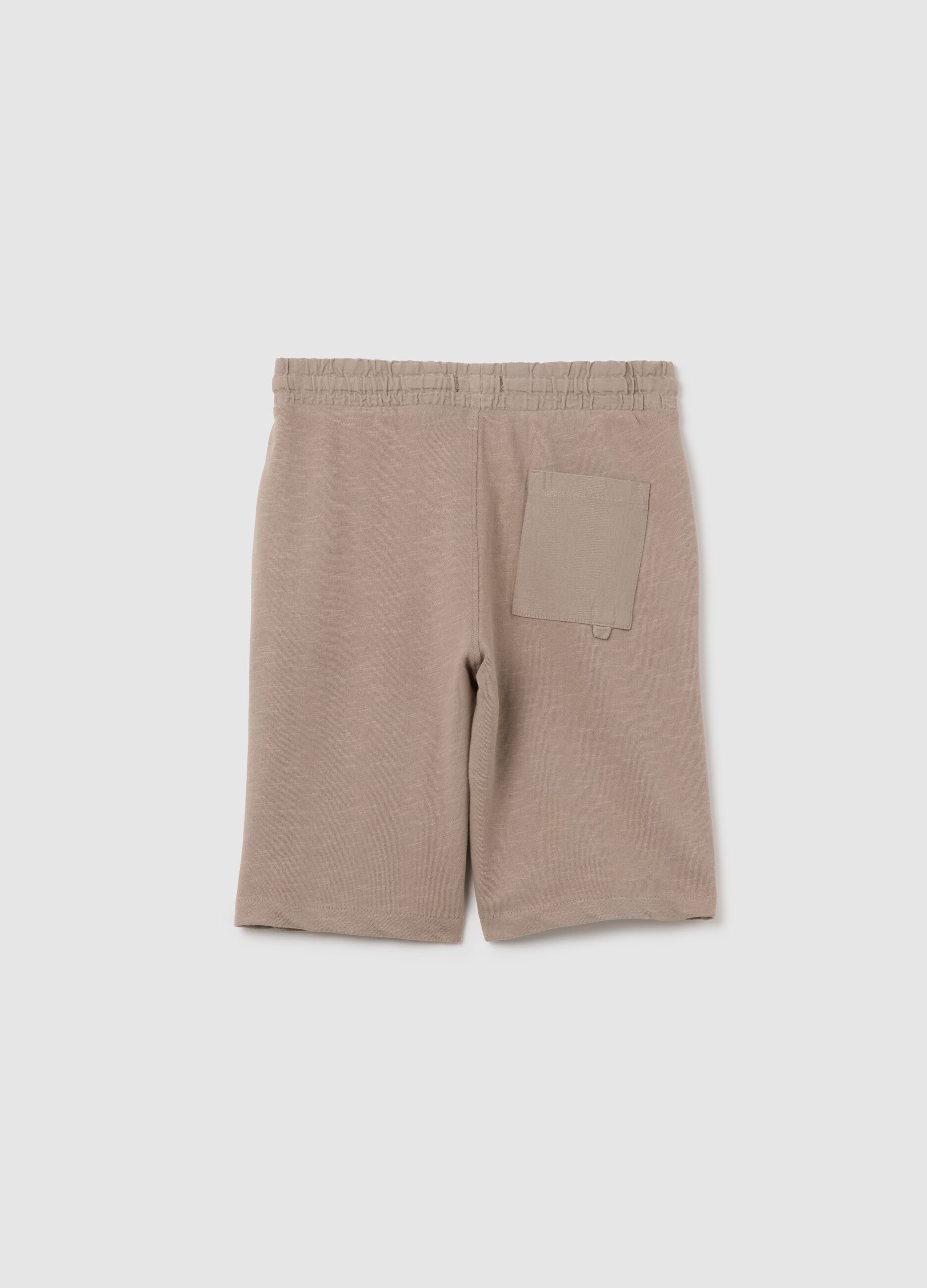 Pantaloncini da bambino in puro cotone beige regular fit