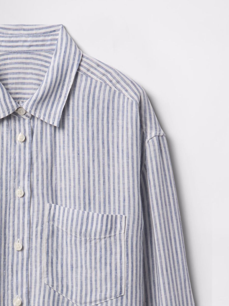 Wide blue and white striped shirt in 100% linen_4