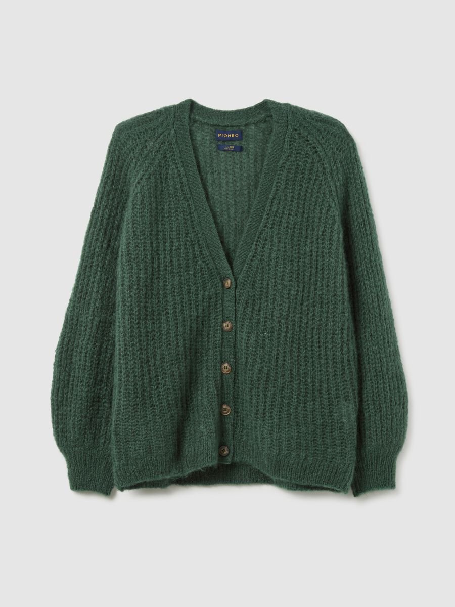 Cardigan deep V verde vestibilità oversize_4