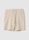 Beige regular fit stretch cotton blend bermuda shorts_0