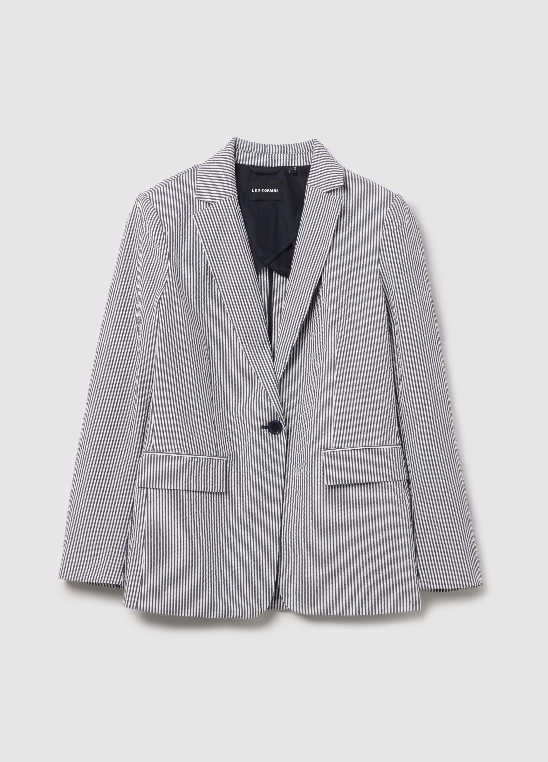 Single-breasted blazer with thin stripes