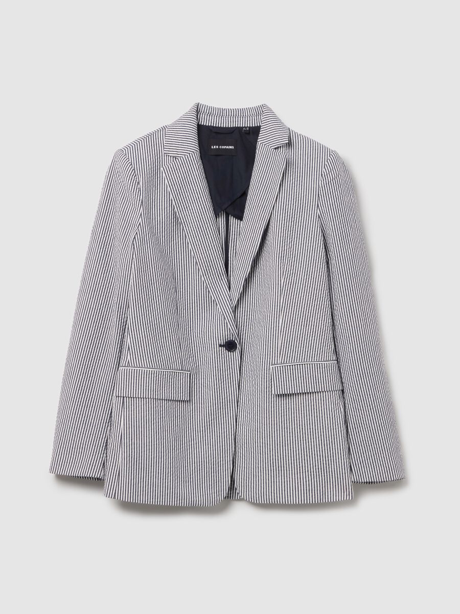 Single-breasted blazer with thin stripes_4