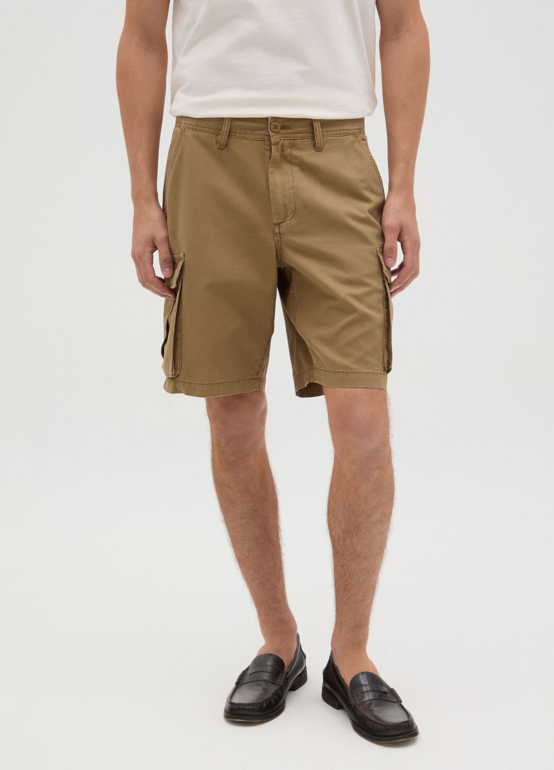 Men's brown pure cotton regular fit shorts