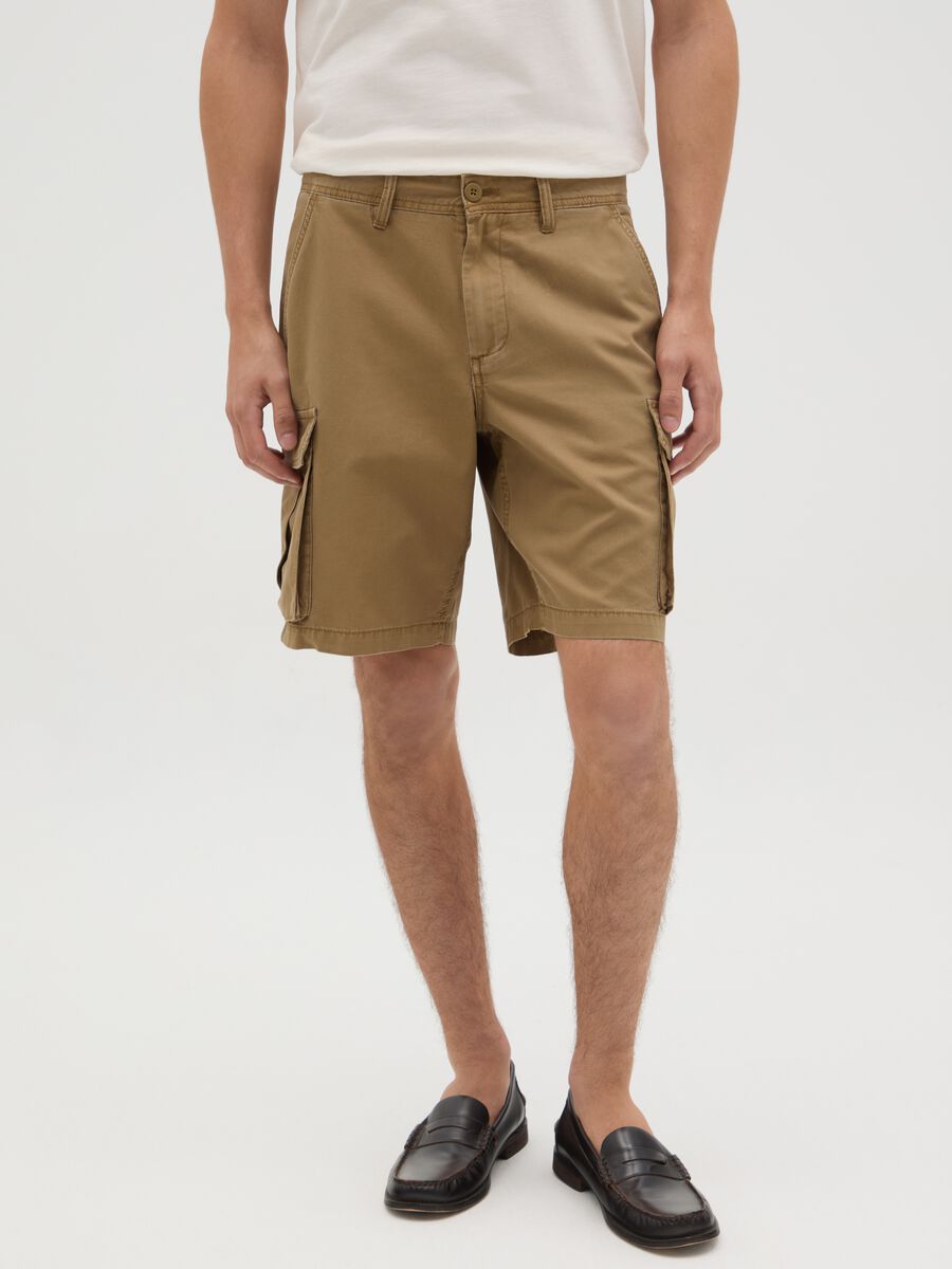 Men's brown pure cotton regular fit shorts_1