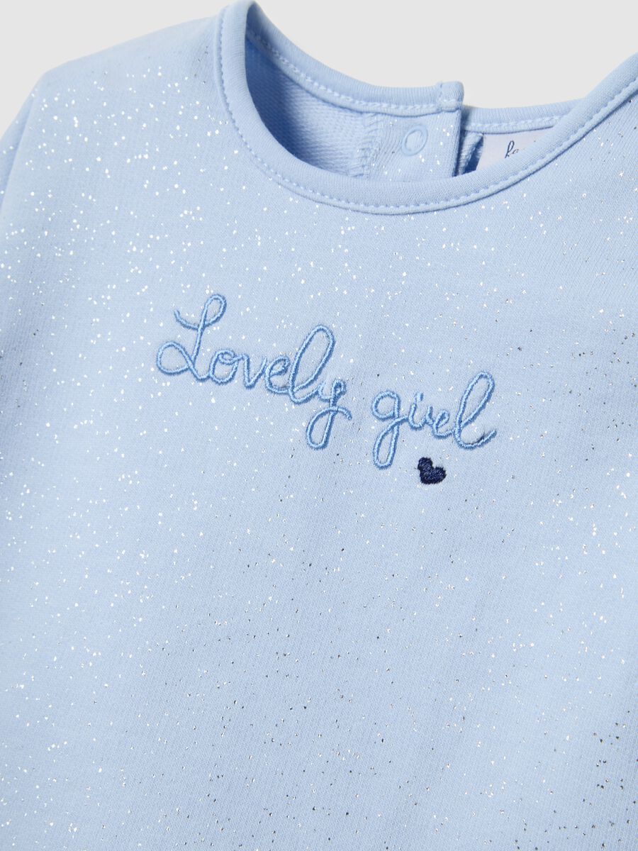 Baby multicolour pure cotton sweatshirt trousers set with glitter_3