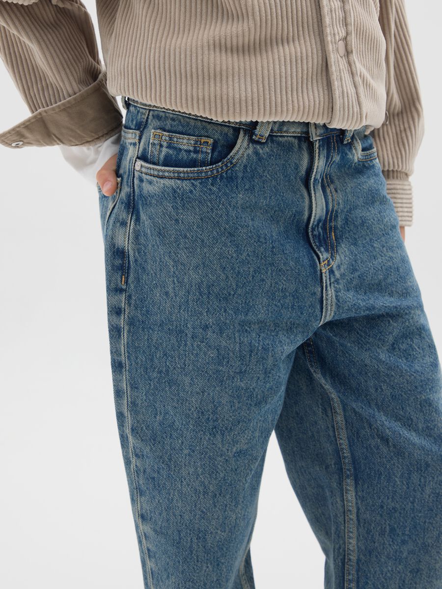 Jeans baggy da ragazzo in puro cotone denim_2