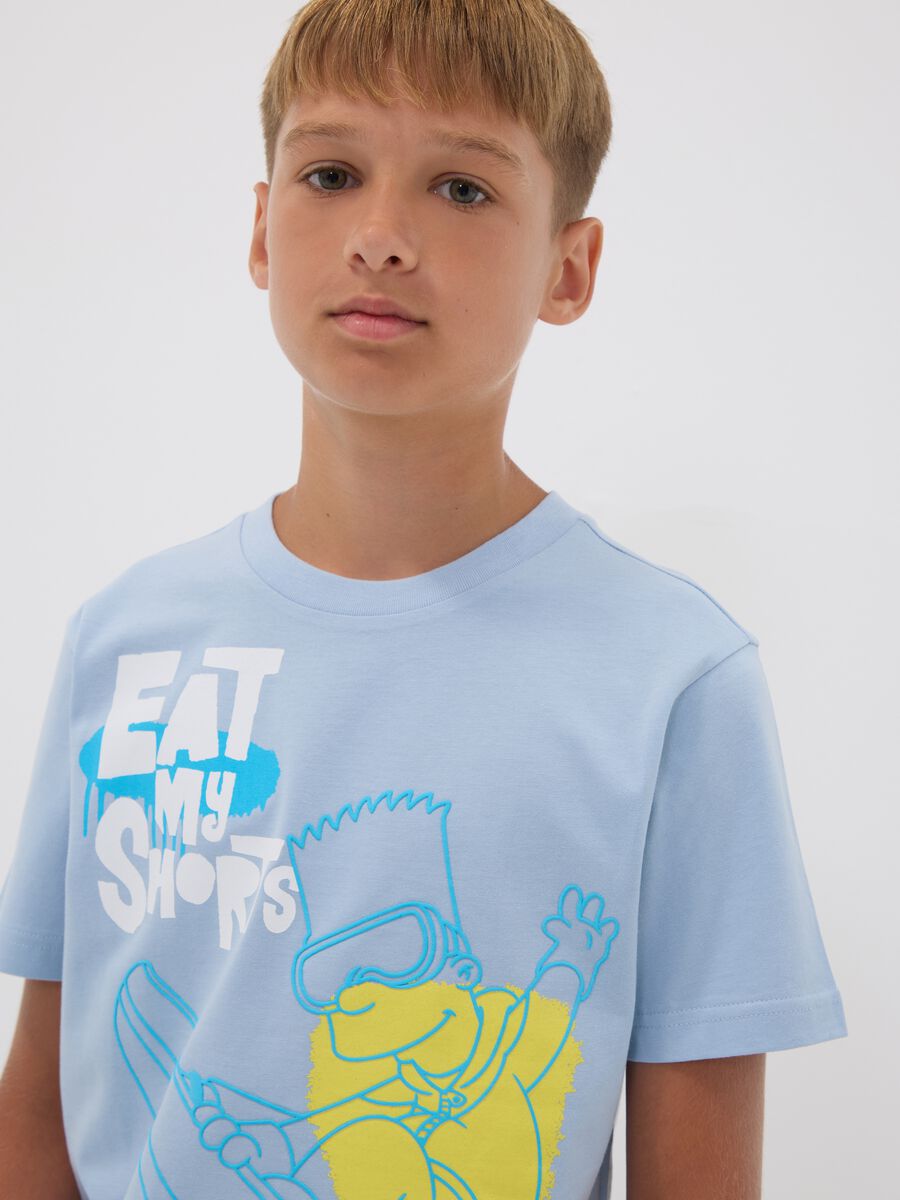 Boys&rsquo; light blue pure cotton T‑shirt with Simpsons print_1