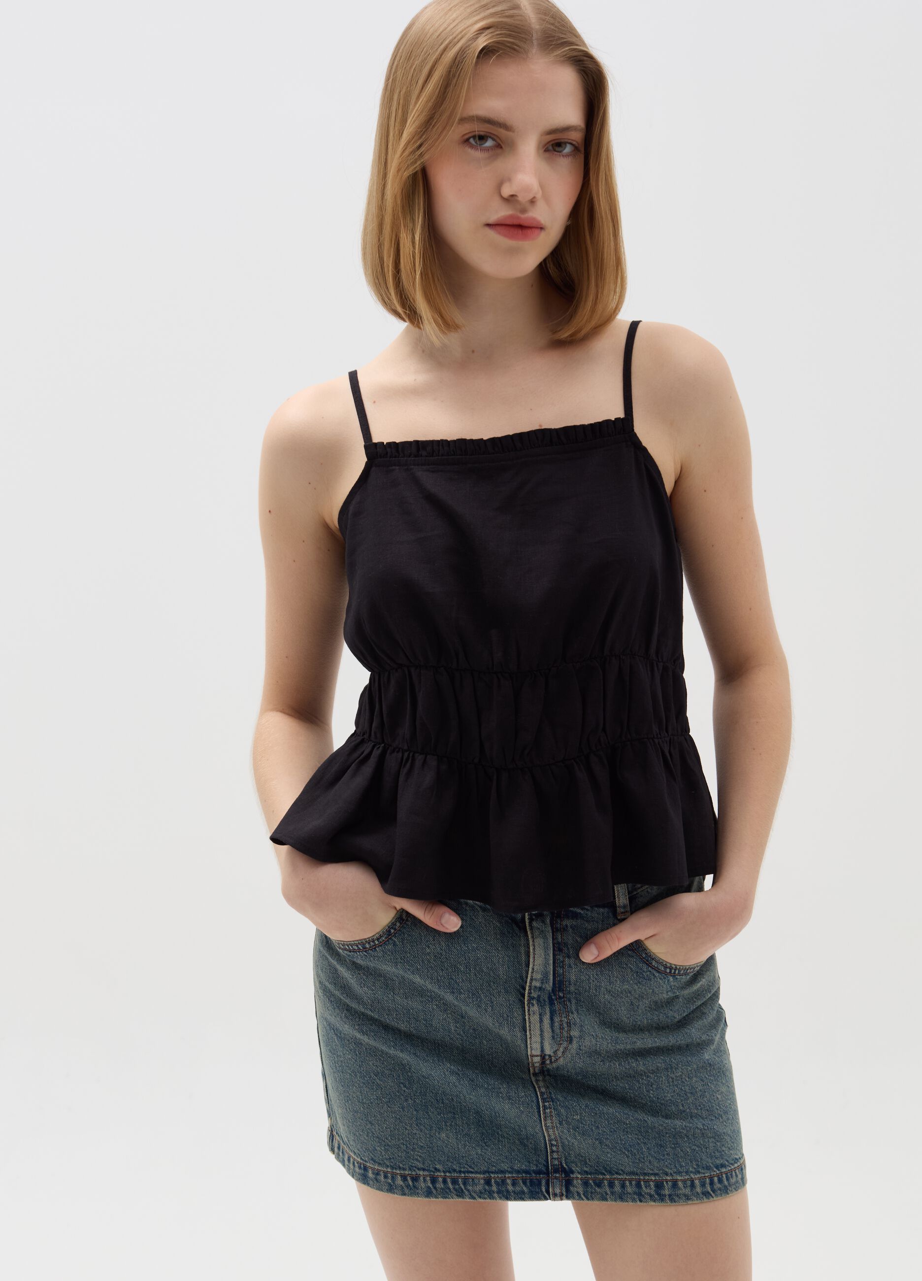 Top with flounce and buttons