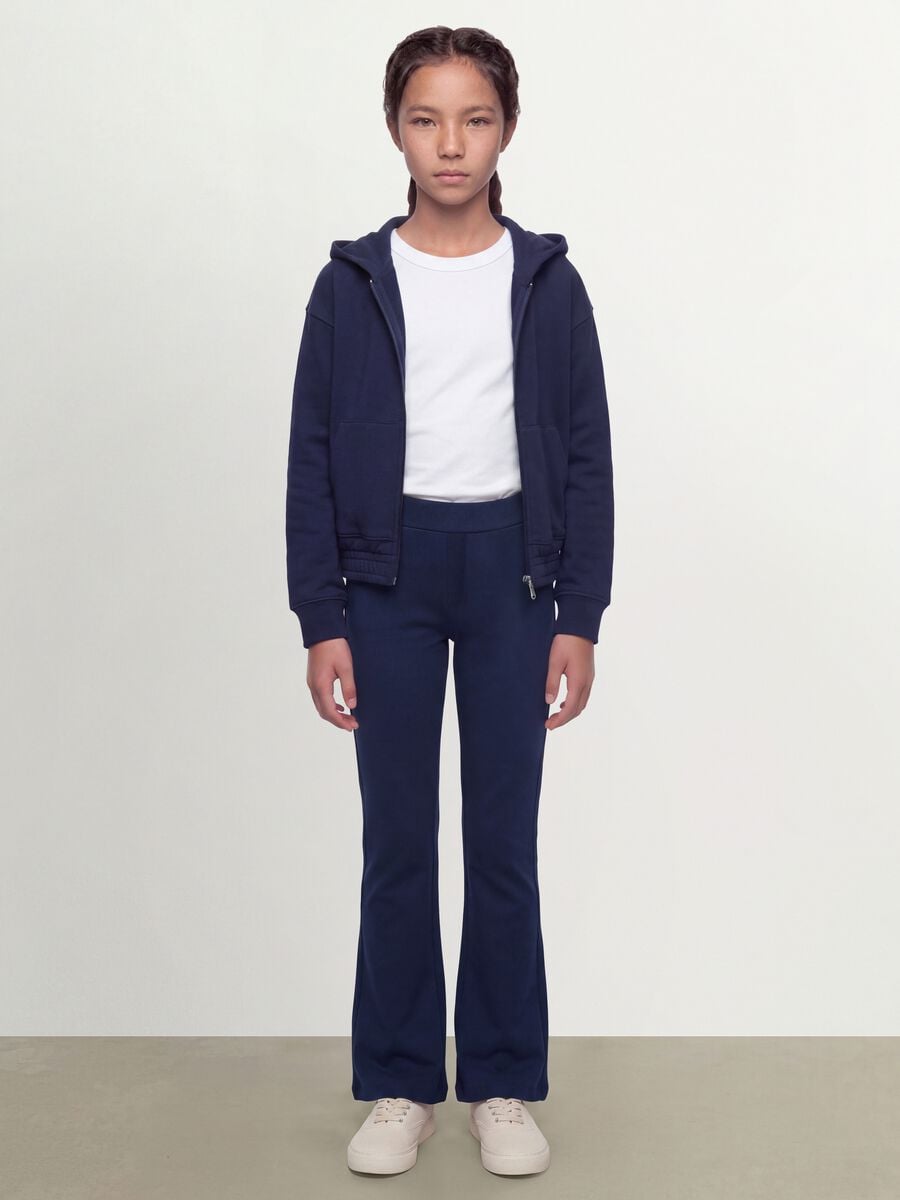Pantaloni blu in cotone organico elasticizzato slim fit per ragazza_0