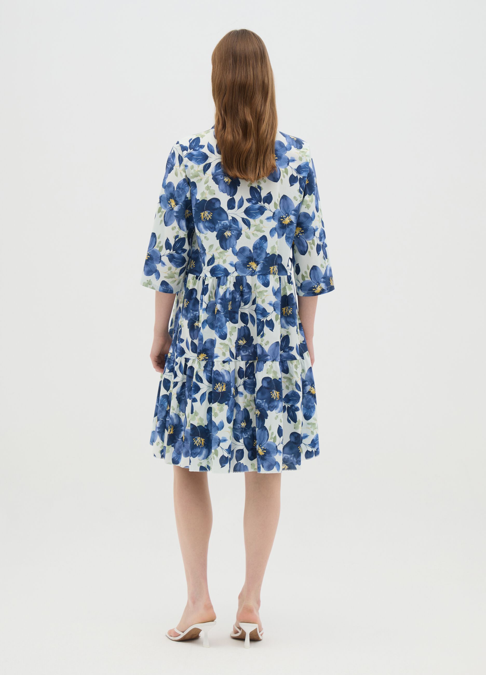 Women's Long Cotton Dress in Multicolour Regular Fit