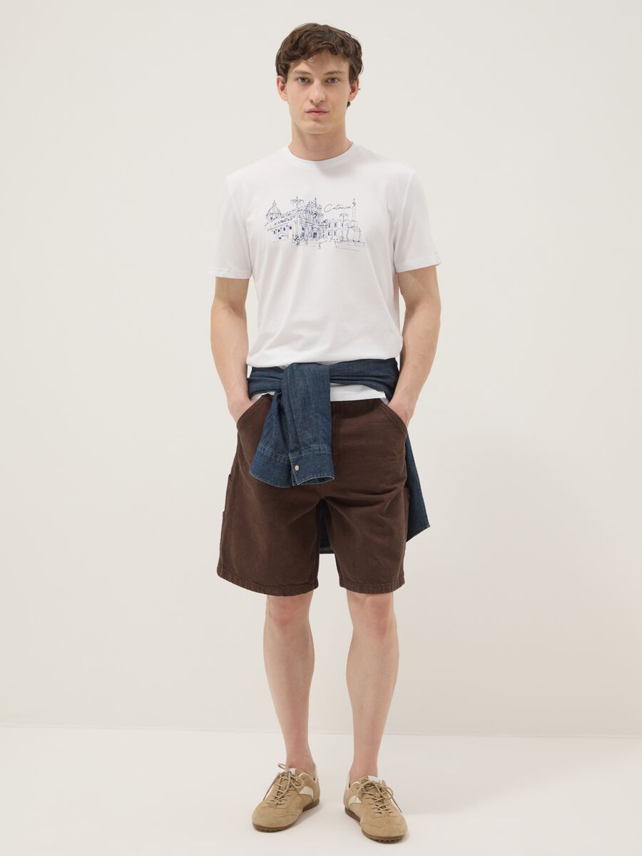 White pure cotton regular-fit printed T-shirt_1